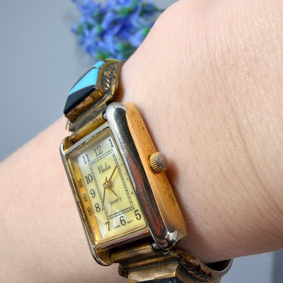 925 Southwestern Navajo Sterling Silver Vintage Nadia Signed Watch - Picture 4 of 6